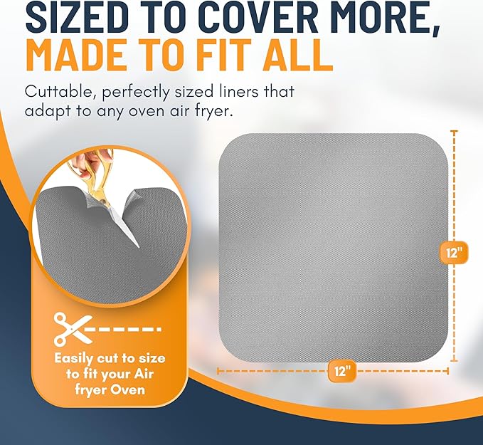 Toaster Oven Liners for Bottom of Oven (2 Pack) Reusable Non-Stick Heat Resistant Toaster Liners, Compatible with Ninja, Cuisinart, Emeril Lagasse & More, Toaster Mat, 12"x12" (Silver)