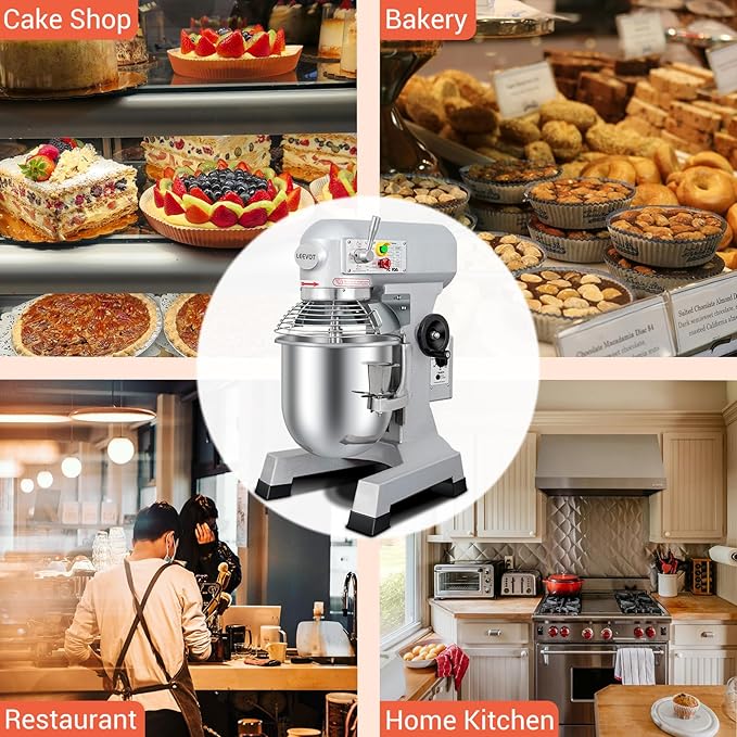 15 QT Bread Mixer, Commercial Industrial Grade Food Stand Mixer with Stainless Steel Bowl and 3 Types of Mixing Tools, Built for Professional Baking: Effortlessly Handles Large Recipes
