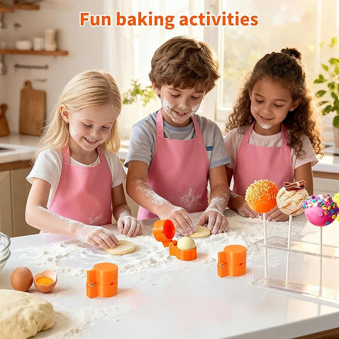 Round Cake Pop Mold Shapes Press Set, Sphere Circle Cake Pop Cutter and Pusher, Baking Tools Accessories for Cake Pops, Cookies, Wedding and Party Desserts (2pcs)