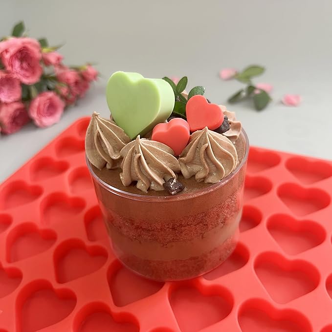 Heart Silicone Candy Molds for Gummy Chocolate, Heart Ice Cube Resin Sheet with Scraper (L)