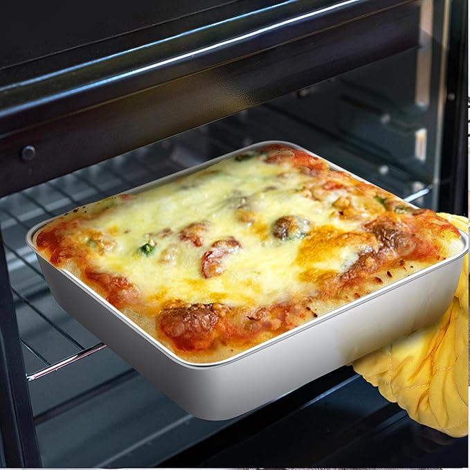 LIANYU 6/9 Inch Square Baking Cake Pan, Stainless Steel Brownie Bread Cake Molds, Square Bakeware for Lasagna Pie, Oven & Dishwasher Safe