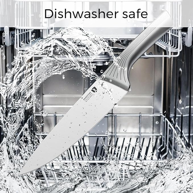 KINGSTONE Kitchen Knife Set with Block, 14 Pcs German Stainless Steel Knife Set with Built-in Sharpener, Dishwasher Safe Knife Block Set(natural, 14pcs)