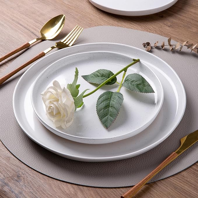 AmorArc Ceramic Dinnerware Sets with Pasta Bowls for 6, Handpainted Plates and Bowls Set with Rustic Terracotta Underside, Scratch Resistant Dishes Set, Dishwasher & Microwave Safe, 24 Pcs