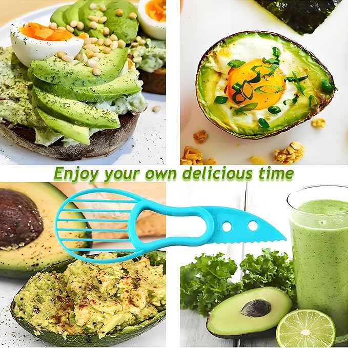 Avocado Slicer Tool 3 in 1, Avocado Pit Remover Kitchen Gadgets, Avocado Corer Tool, Fruit & Avocado Peeler Tools (Sky Blue)