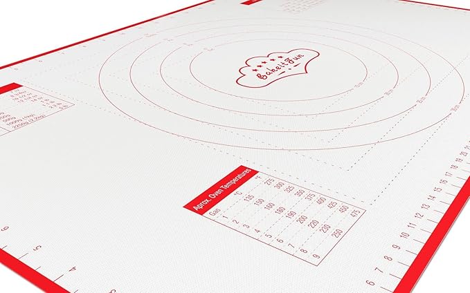 Silicone Pastry Mat Small 15 x 10 in Nonstick Dough Rolling Mat with Measurements Inch and cm Circles Conversion Charts BPA Free Heat Resistant to 450 F Dishwasher Safe