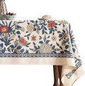 patdrea Designer Blue Tablecloth for Rectangle Table,Vintage Linen with Leaves and Floral Pattern Tablecloths,Farmhouse Decor Cover for Kitchen Dining Christmas,Thanksgiving,63"x87"-Ivar a