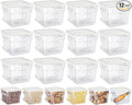 Yungyan 12 Pcs 4 Qt Commercial Food Storage Containers with Lids Restaurant Square Airtight Food Storage Containers Clear Cereal Container for Kitchen Freezer Dishwasher Pantry (White Lid)
