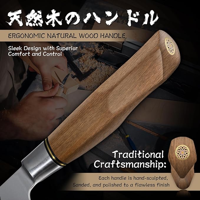 Purple Dragon Chef Knife 7.8 Inch, Ultra Sharp Japanese Kitchen Knife, German Vg10 Steel Meat Cutting Chopping Dicing Vegetables, Ergonomic Wooden Handle, Gift Box
