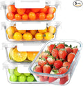 KOMUEE 30 oz 5 Pack Glass Meal Prep Containers, Glass Storage Containers with Lids - Dishwahser, Microwave, Oven and Freezer Safe, White
