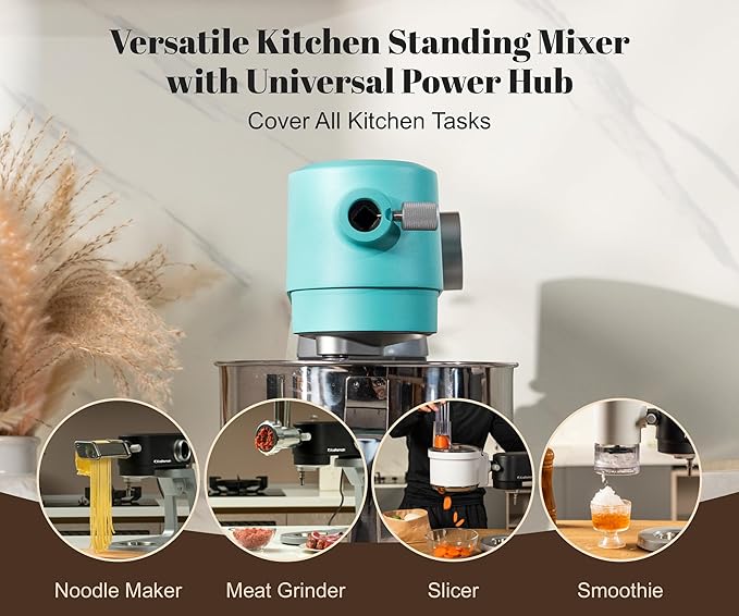 All-Metal Stand Mixer 5.3-Quart - Professional Kitchen Electric Food Mixer with Stainless Steel Mixing Bowl & Attachments for Baking, Dough & Cake, 8-Speed Control & Timer (Blue)