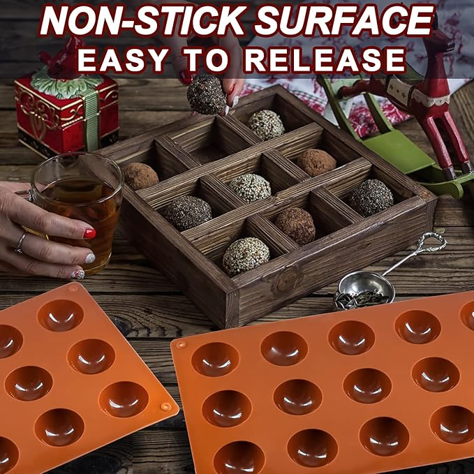 Semi Circular Silicone Molds, Non-Stick Silicone Chocolate Molds,3 Packs Baking Molds for Making Chocolate, Cake, Jelly, Desert, Biscuit, Dome Mousse (6 Cups, 15 Cups and 24 Cups)