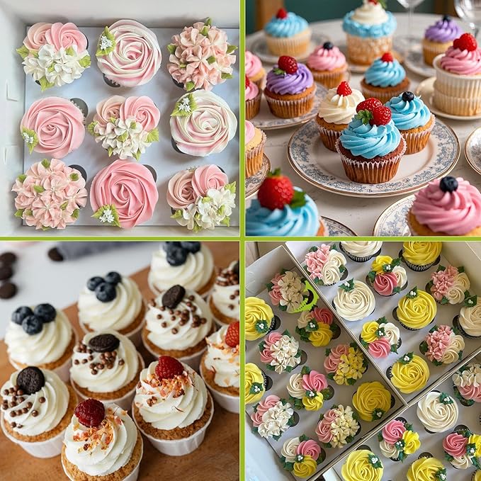 FANTEXY Dessert Decorating Syringe Set, Stainless Steels Cake Decorating Tools 6 Piping Icing Nozzles Cupcake Decorating Kit Icing Piping Kit