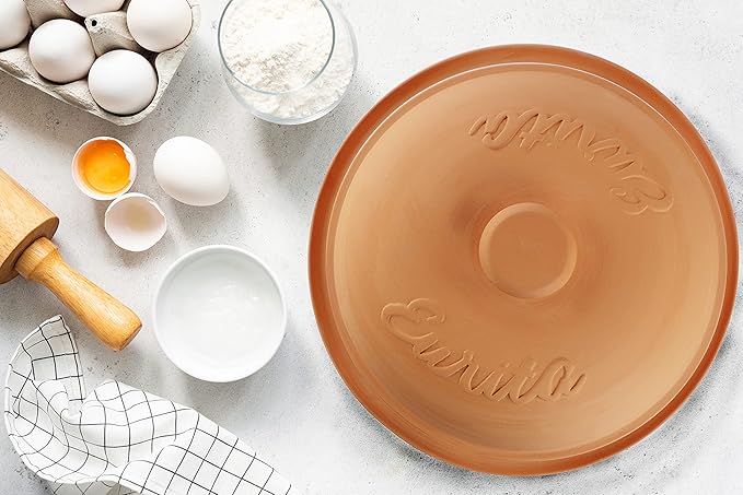 Reston Lloyd Eurita 4 Quart Terracotta Clay Non Stick Dutch Oven – Natural, Lead Cadmium‑Free, Oven & Microwave Safe, Rustic Slow-Cooker Pot Roasting & Casseroles, Healthy cooking with recipe guide