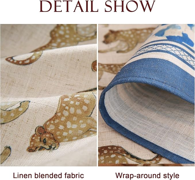 patdrea Designer Linen Rectangular Table Cloth,Vintage Leopard Animal Soft Extra Long Tablecloth,Fall Dacorative Cover for Kitchen Dining,Christmas,Parties,Holiday,Thanksgiving,63"x110"-from