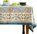 patdrea Designer French Linen Blue Tablecloth for Rectangle Table,Vintage Floral Table Cloth,Colorful Decoration Fall Cover Kitchen Dining for Thanksgiving,Tea Party,Christmas,67"x118"-Wensel