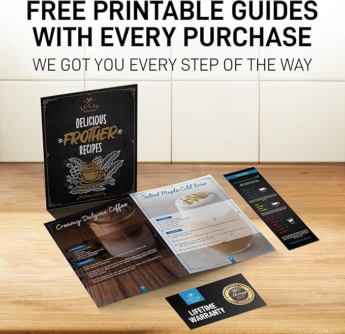 Zulay Kitchen Powerful Milk Frother Wand With 4 AA Duracell Batteries - Ultra Fast Handheld Drink Mixer - Electric Whisk Foam Maker for Coffee, Lattes, Cappuccino, Matcha & Creamer