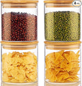 21oz - 4 Pack Glass Jars with Bamboo Lids, Glass Food Storage Containers with Airtight Lids, Air Tight Pantry Storage Containers for Coffee, Sugar, Spice, Meal Prep Jars for Salad & Fruit