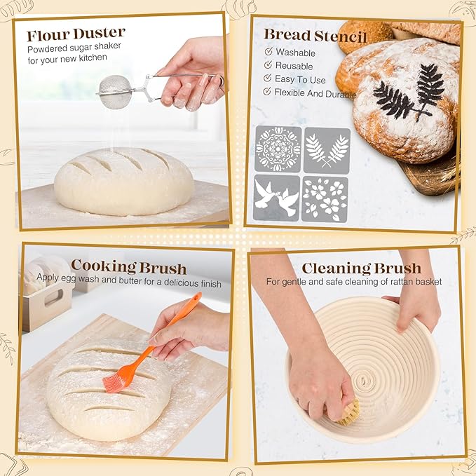 Sourdough Starter Kit, Sourdough Bread Baking Supplies, Sourdough Kit for Modern Home and Kitchen, Sourdough Bread Basket, Sour Dough Kit, Bread Making Tools Kit Gifts for Bakers Women Wife Mom