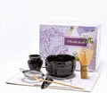 Matcha Whisk Set - Traditional Japanese Handmade Bamboo Matcha Whisk and Holder, Matcha Bowl,Bamboo Scoop, Scoop Rest, Sifter and Tea Towel (Black)