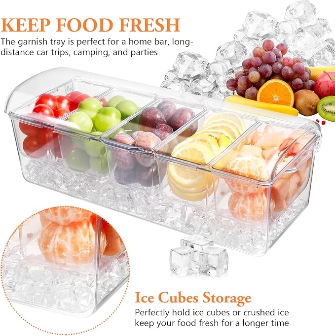 Bartending Supplies - 18" x 12" Bar Mat Garnish Tray with Lid Bar Caddy 3 Tier Bar Glass Rimmer, 2 Plastic Juice Pour Bottles 3 Mini Tongs 12 Classic Liquor Bottle Pourers 500 Cocktail Straws(Clear)