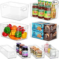 Clear Storage Bins 8 Pack for Fridge,4 Large Plastic Pantry Organizer Bins and 4 Small Stackable Storage Containers for Home Edit Kitchen Freezer Bathroom Under Bed Vanity Drawers