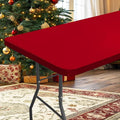 homing Rectangle Table Cloth Cover, Waterproof Polyester Elastic Fitted Tablecloth, Fits for 6 Foot Folding Tables, Washable Table Protector for Christmas, Holiday, Party (Red, 36" x 72")