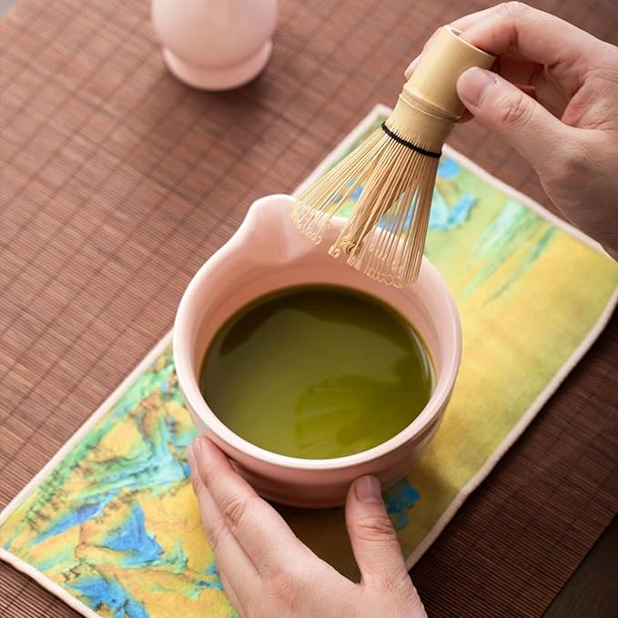 Pink Matcha Whisk Set 5pcs Matcha Set With A Bowl, Mini Whisk And Holder, Bamboo Scoop And Stainless Steel Sifter Perfect Matcha Kit For Gifts