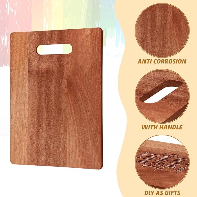 Vesici 18 Pack Bamboo/Wood Cutting Board with Handles Bulk Plain Blanks Laser Engraving Chopping Board for Customized Engraving Gifts Crafts Christmas Keepsakes(Walnut,14''x11'')