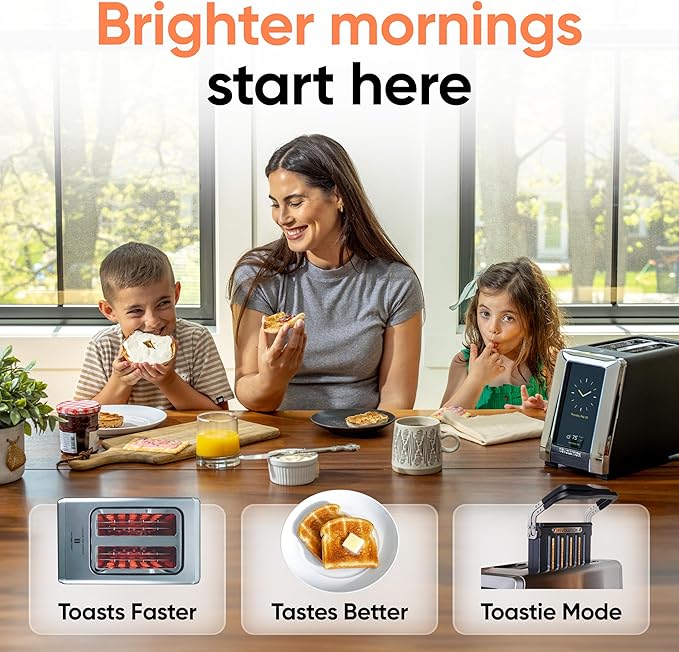 Revolution (Bundle) R180 Connect Touchscreen Smart Toaster + Toastie Press – Choose from 6 Bread Types, 7 Browning Levels, & Toastie Press Mode (Black, 2-Slice)
