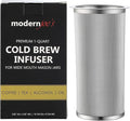 MODERNJOE'S Premium Infuser Cold Brew Coffee Maker for 1 Quart Wide Mouth Mason Jars. Cold Brew Coffee Filter. Iced Coffee and Tea. Heavy Duty Gauge 100 Micron Mesh 304 Stainless Steel