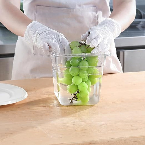 1/6 Size Food Containers 6 Pack 6 Inch Deep Pan Clear BPA free Polycarbonate Stackable Commercial Hotel Pan for Kitchen Business and Food Serving