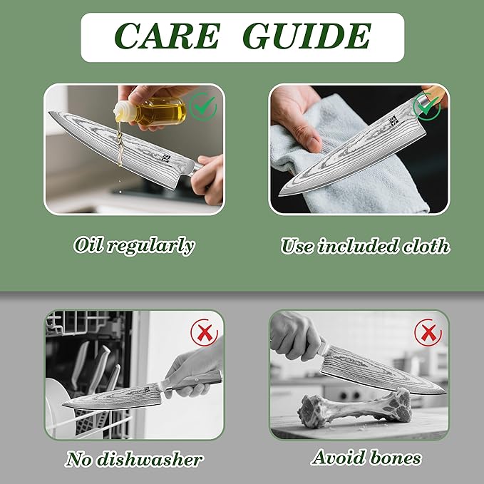 Damascus Chef Knife, 8 Inch Damascus Japanese Chef's Knife with VG10 High Carbon Steel, Professional Kitchen Knife with Olive Wood Handle & Gift Box, Sharp Cooking Knives for Home Kitchen Gift Idea