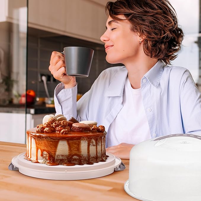 Tribello Extra Large Cake Storage Container, Cake Carrier With Handle Holds Cake 12 X 12 X 5 (Being)