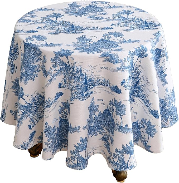 patdrea Designer Vintage Linen Small Round Tablecloth,Cya Ancient Castle and Manor Pattern Tablecloths,Elegant Table Cover Decor for Kitchen Dining Christmas,Thanksgiving,Diameter 55"-Lucerne a