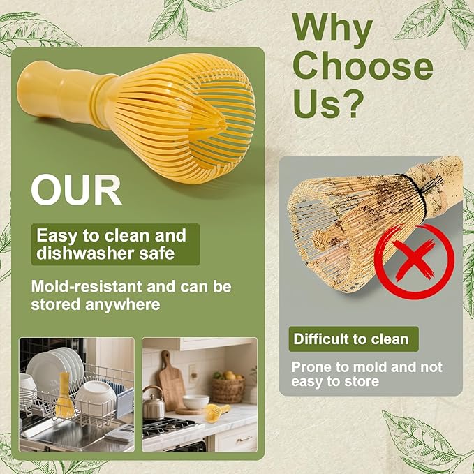 6pcs Matcha Whisk Set Includes Resin Matcha Whisk,Ceramic Matcha Bowl Set and Sifter,Matcha Whisks Holder,Natural Bamboo Spoon and Tea Towel for Matcha Starter Kit Lovers (Mottled Green)
