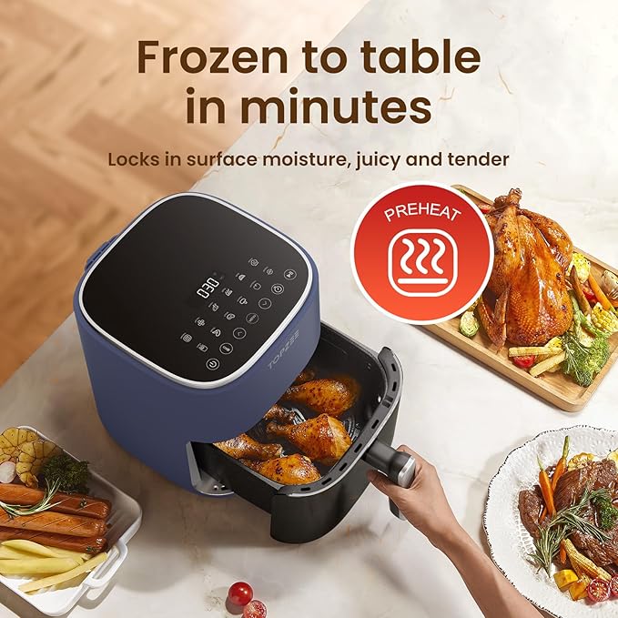 TOPZEE Air Fryer 12-in-1, Compact & Large 5.5-Qt Airfryer, 100-400℉ Precise Heat, 360°Hot Air Circulation, 95% Less Oil, Quick Easy Meals, Bake, Dry, Reheat, Frozen, Broil, Proof