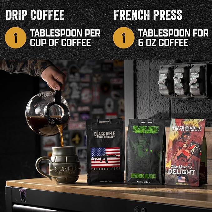Black Rifle Coffee Company Freedom Fuel, 12oz Bag, Ground Coffee Dark Roast - Roasted Blend Made from Arabica Beans - Colombian & Brazilian Beans - Veteran Founded & American Made