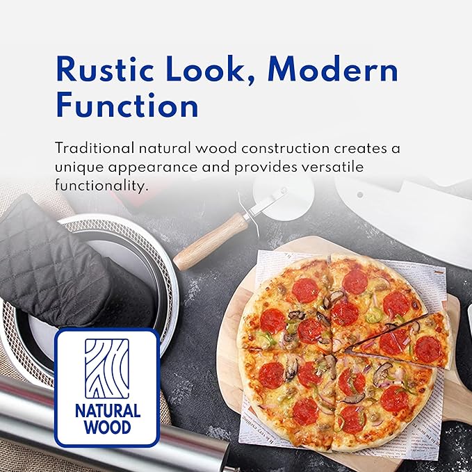 New Star Foodservice 50332 Restaurant-Grade Wooden Pizza Peel, 18" L x 16" W Plate, with 8" L Wooden Handle, 26" Overall Length