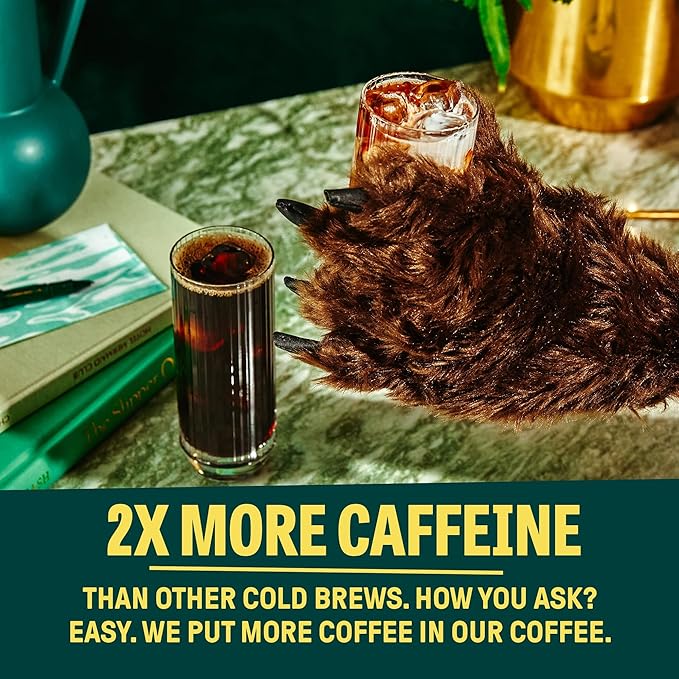Wandering Bear Straight Black Organic Cold Brew Coffee - Extra Strong, Bold, Smooth, Unsweetened, Shelf-Stable, Ready to Drink, 100% Organic Iced Cold Brewed Coffee Drink - 32 fl oz, 3 pack