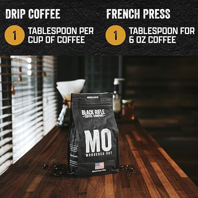 Black Rifle Coffee Company Murdered Out, 12oz Bag, Ground Coffee Dark Roast - Roasted Blend Made from Arabica Beans - Colombian & Brazilian Beans - Veteran Founded & American Made