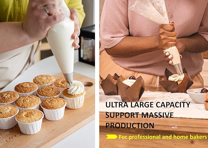 XXL 26 Inch Extra Large Piping Bags,100 Pack Disposable Pastry Bags,Thick Anti-Burst Icing Piping Pastry Bags For Frosting Decorating Cake Cupcake Cookie (26 Inch-100 Pack)