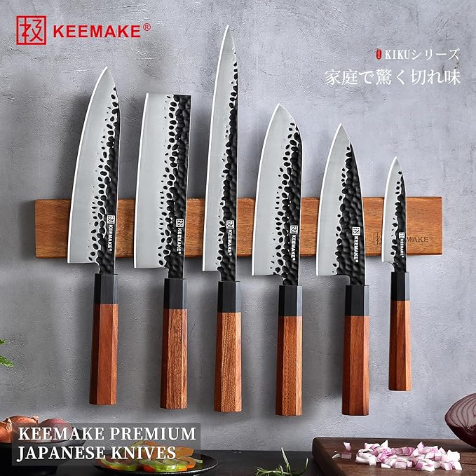 KEEMAKE Deba Knife 6 inch, Double Bevel Japanese 440C Stainless Steel Fish/Fillet Knife with G10 Bolster Octagonal Wood Handle