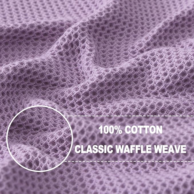 Homaxy 100% Cotton Waffle Weave Kitchen Dish Cloths, Ultra Soft Absorbent Quick Drying Dish Towels, 12 x 12 Inches, 6-Pack, Lavender