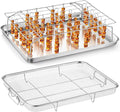 P&P CHEF 16 Inch Baking Cookie Sheet with Rack, 15.4 Inch Air Fryer Basket for Oven, Stackable Rack & 36 Skewers for Cooling, Baking, Roasting, Multifunctional and Utility Set for Kitchen