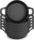 Mini Cast Iron Skillets 6.3 x 6.3 x 1.5 Inch Cast Iron Pan Small Ramekin Set Black Casserole Dish Cookware Oven Safe Mini Skillets for Kitchen Indoor Outdoor Picnic (6 Pack)