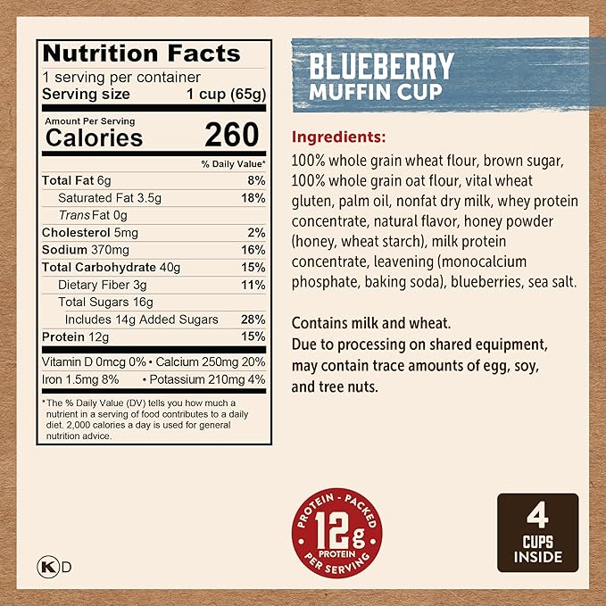Kodiak Cakes Minute Muffin Cup Variety Pack - 100% Whole Grains, Double Dark Chocolate, Blueberry & Cinnamon Roll (Pack of 12)