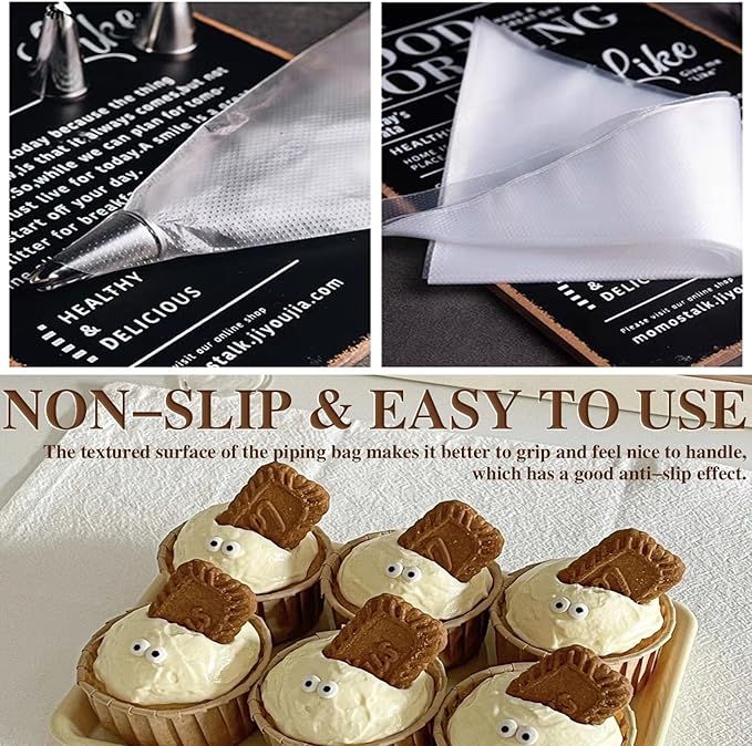 18 Inch Piping Bags, 400pcs Disposable Decorating Pastry Bags, Large Thickened Plastic Anti-Burst Non-Slip Icing Bags for Cookie and Cake Decorating (18 inch)
