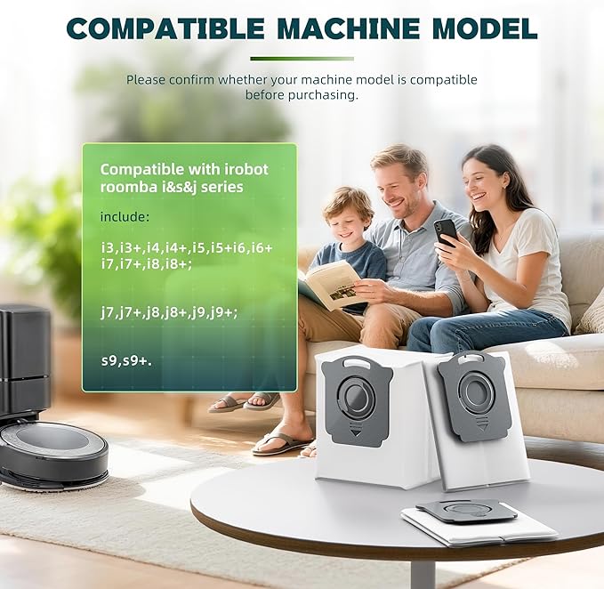12 Pack Vacuum Bags Replacement Compatible with iRobot Roomba i7, i7+, i3, i3+, i1+, i4, i4+, i6, i6+, j7, j7+, i8, i8+,s9, s9+ Plus, i & s & j Series Clean Base Automatic Dirt Disposal Bags