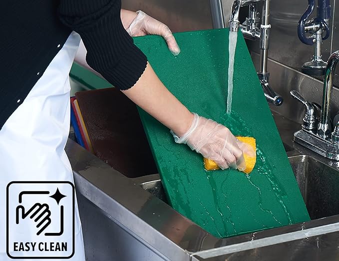 CURTA Cutting Boards for Kitchen, 24" x 18" x 0.5" Green Color Coded Plastic Commercial Chopping Board Anti Slip Surface Dishwasher Safe