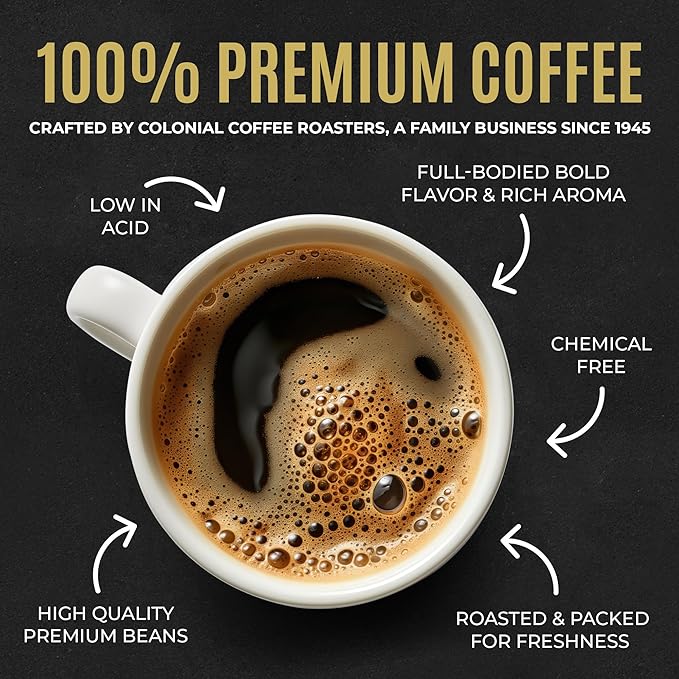 Colonial Coffee 32 Count Single Pot Coffee Packets – 100% Arabica Decaf Colombian Medium Roast | Pre-Measured Frac Packs for 12 Cup Maker | Bulk Ground Gourmet Coffee for Home & Office